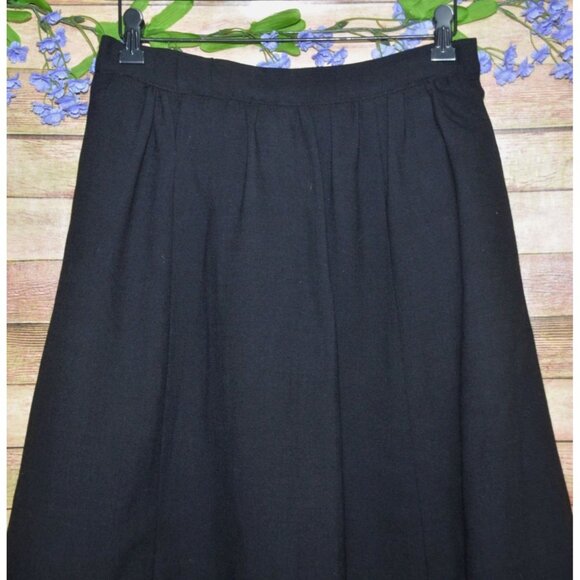 Vintage Unique Fall Handmade Ladies M Black Floral Crewel Embroidered Midi Skirt - Picture 2 of 10